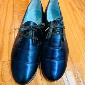 Thierry Rabotin Dark Blue Leather Oxfords Size 41